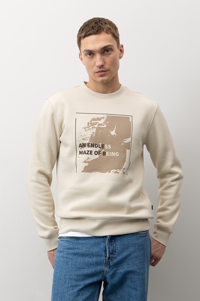Beige Graphic Sweatshirt