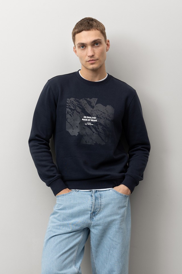 Navy Blue Graphic Sweatshirt