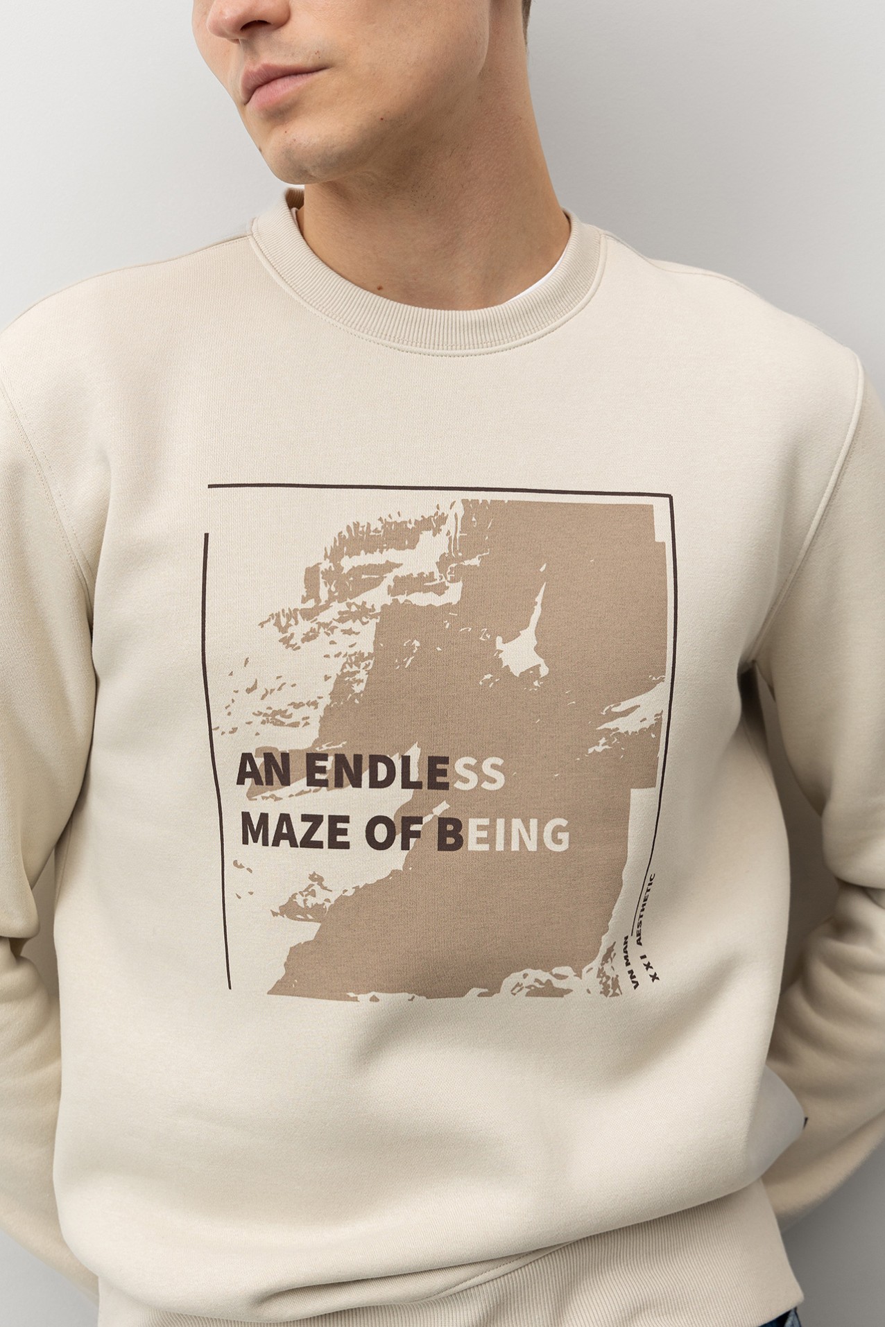 Beige Graphic Sweatshirt