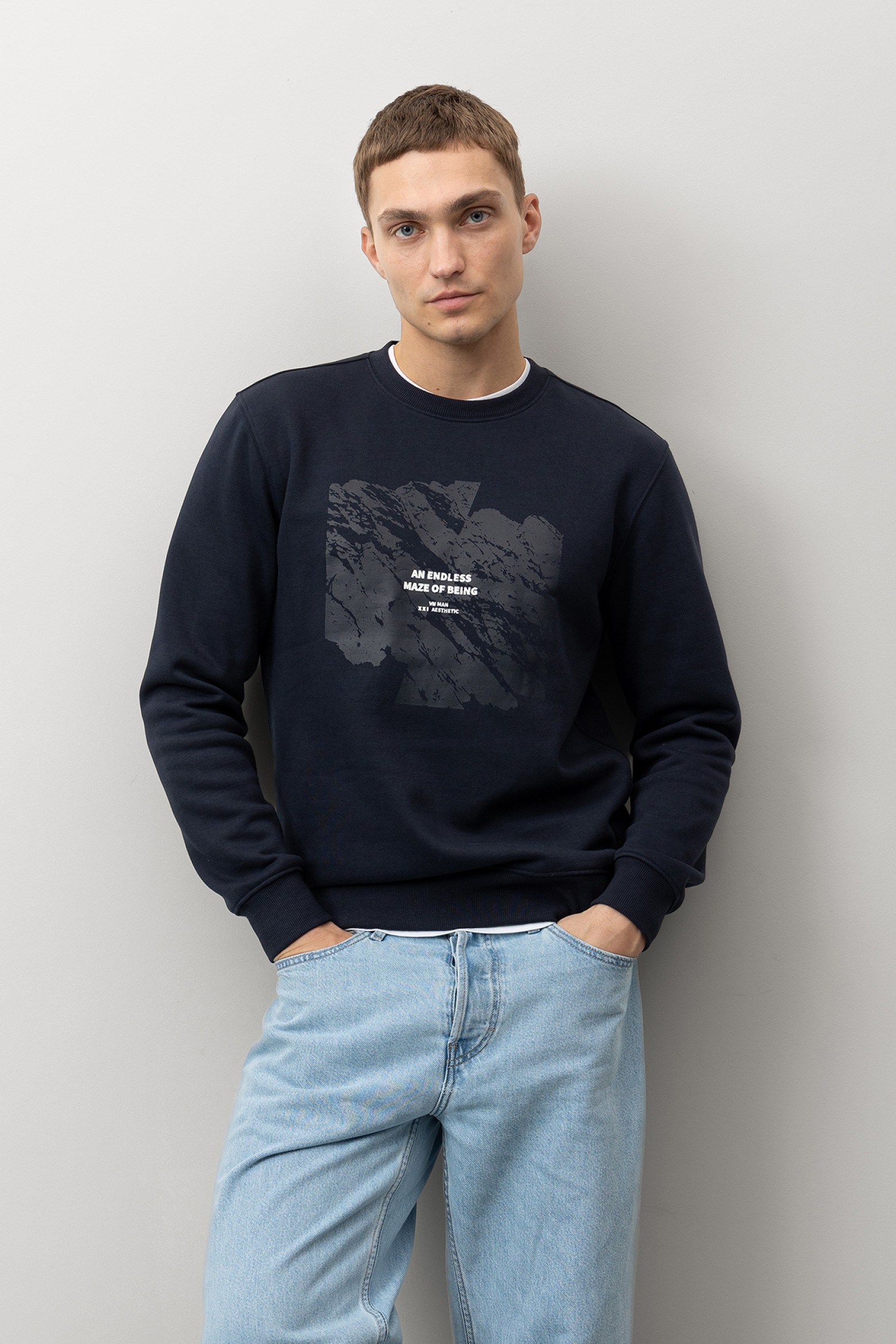 Navy Blue Graphic Sweatshirt