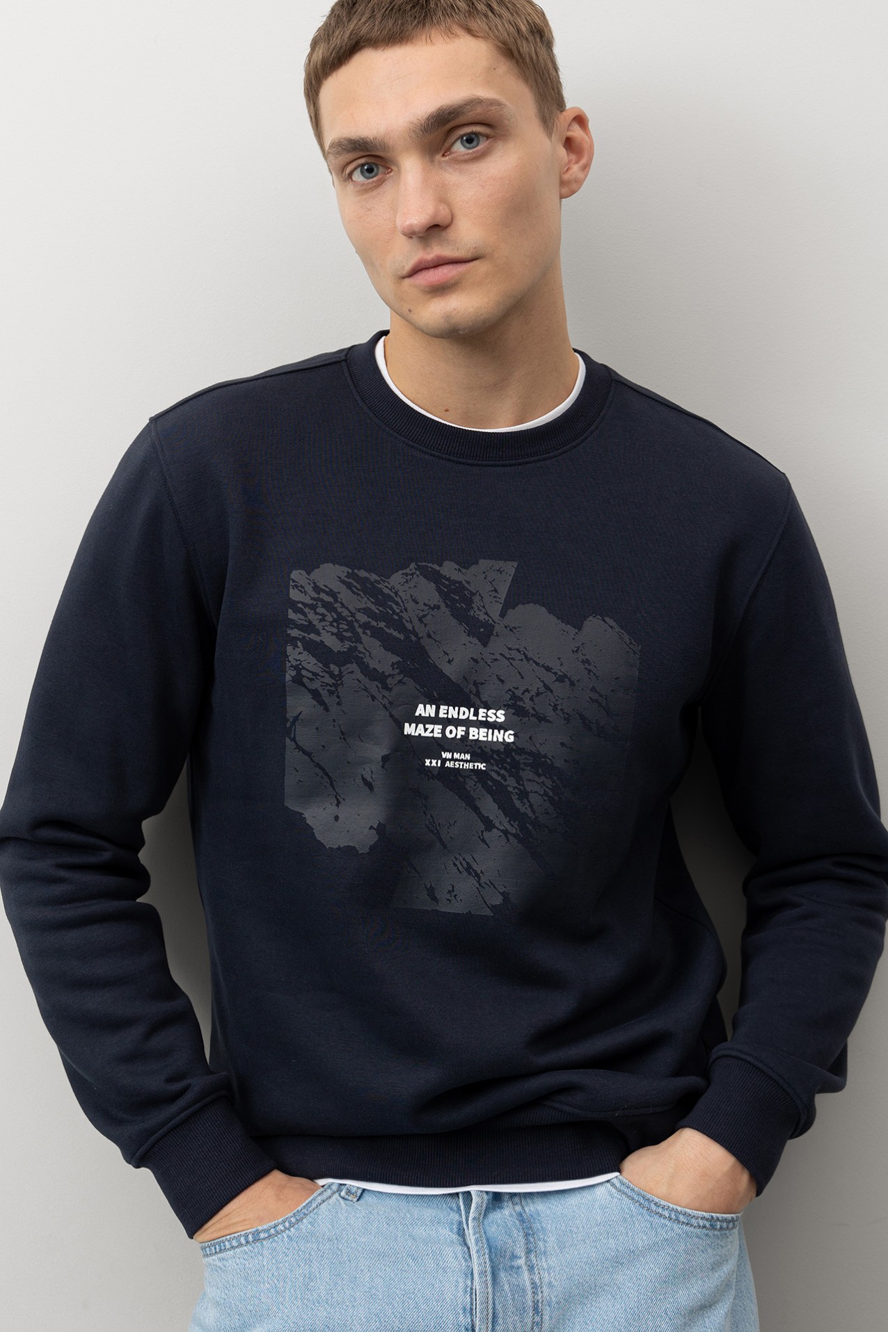 Navy Blue Graphic Sweatshirt