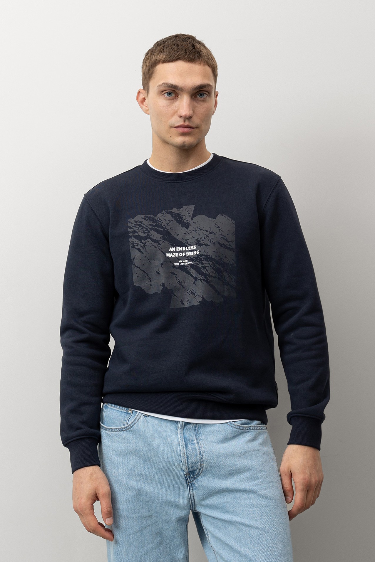 Navy Blue Graphic Sweatshirt