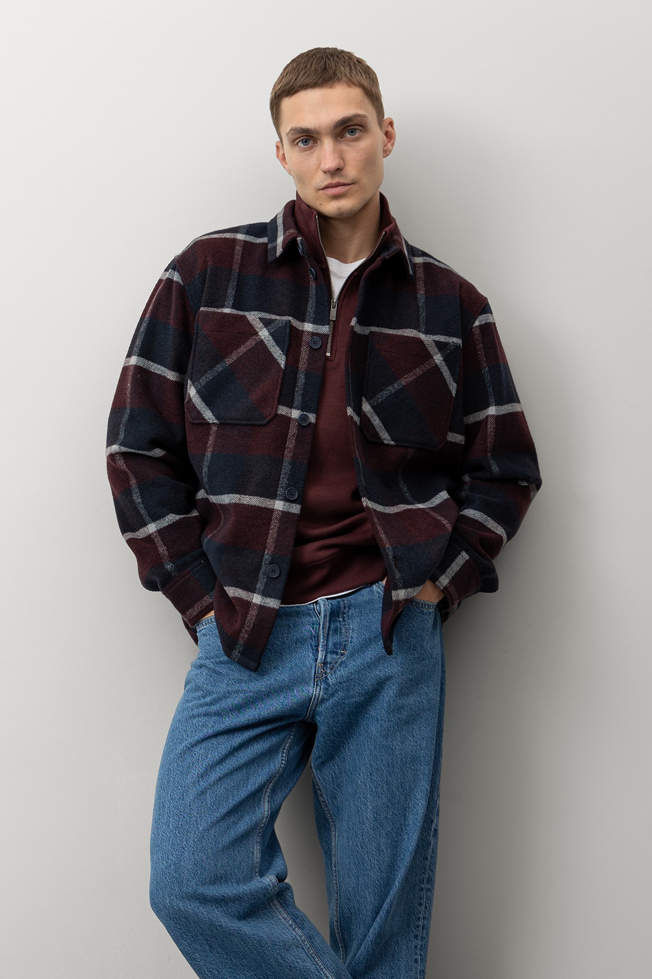 Red Plaid Oversized Shirt
