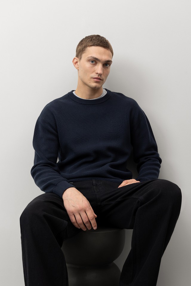 Navy Knitted Long Sleeve Sweater Navy Knitted Long Sleeve Sweater