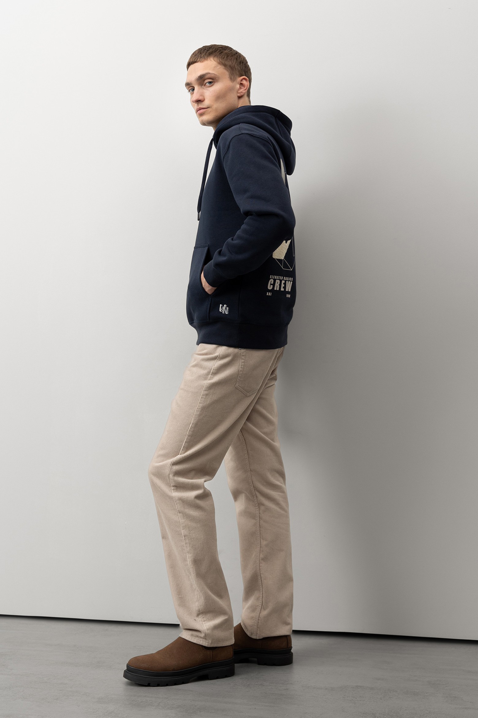 Beige Straight-Leg Trousers