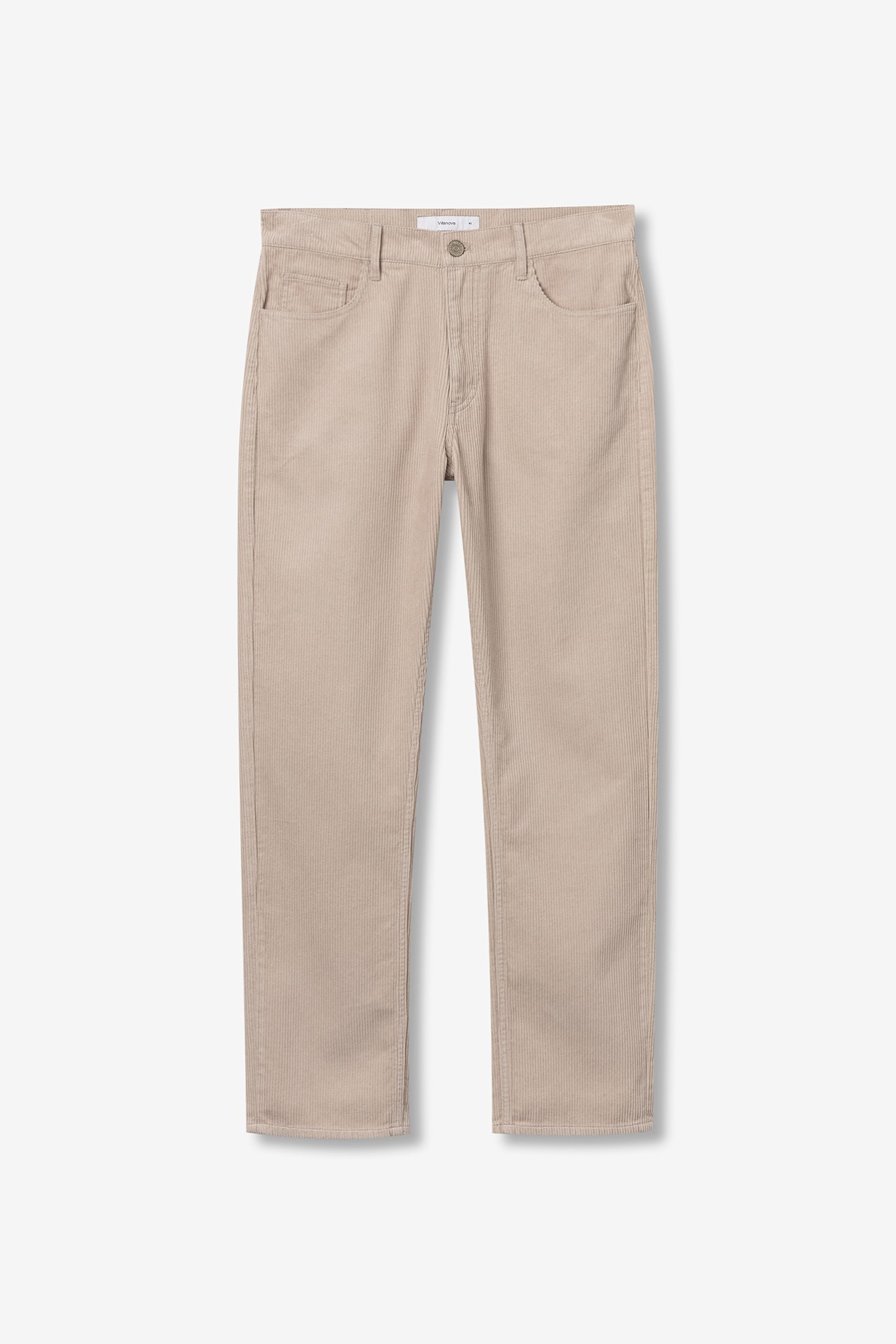 Beige Straight-Leg Trousers