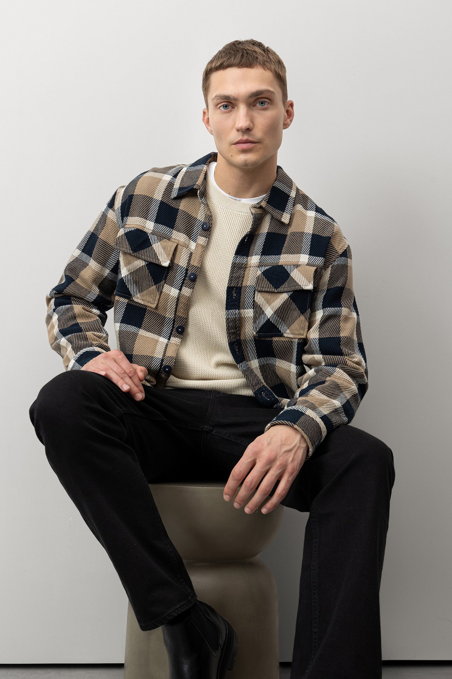 Camisa Relaxed Xadrez Castanho