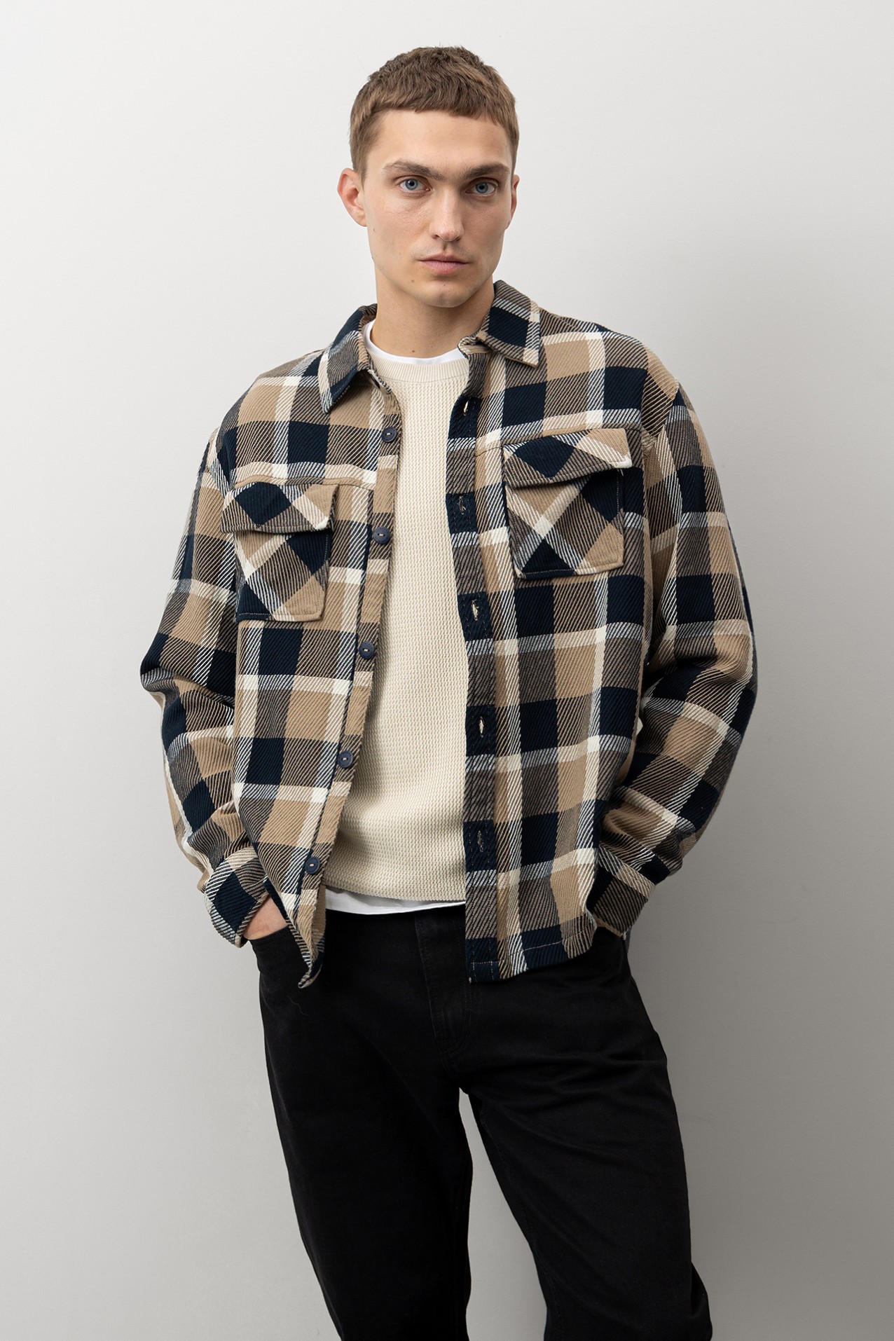 Camisa Relaxed Xadrez Castanho