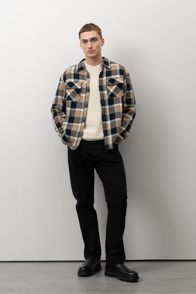 Camisa xadrez castanha Camisa xadrez castanha