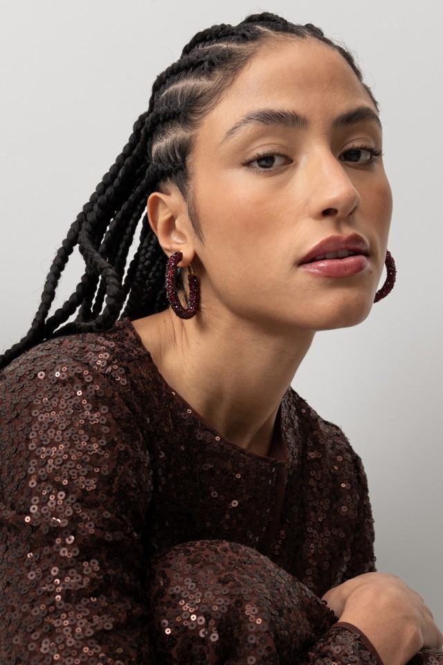 Red Beaded Hoop Earrings Red Beaded Hoop Earrings