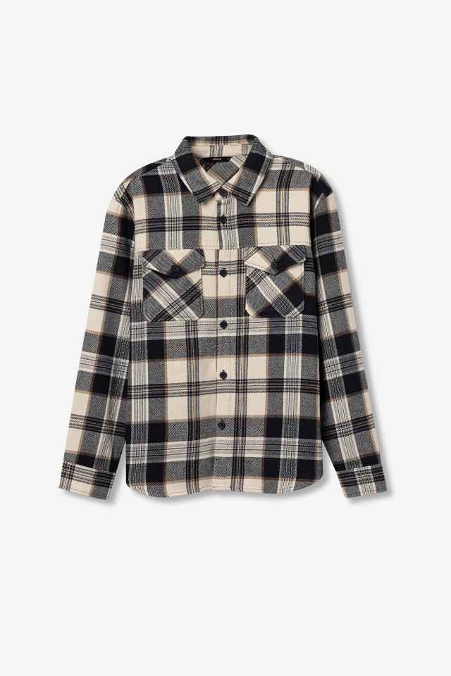 Camisa xadrez azul e bege