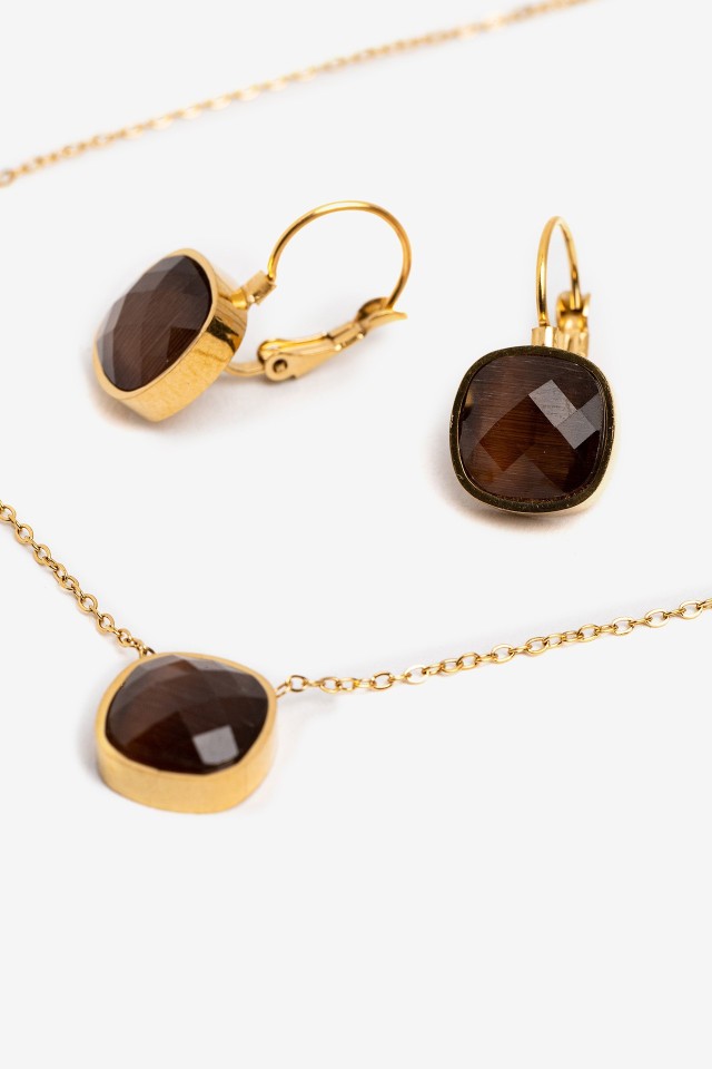 Conjunto de Bijuteria Castanho