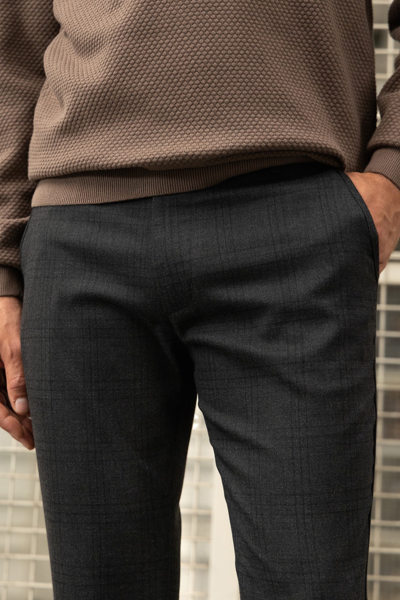 Dark Grey Cropped Chinos