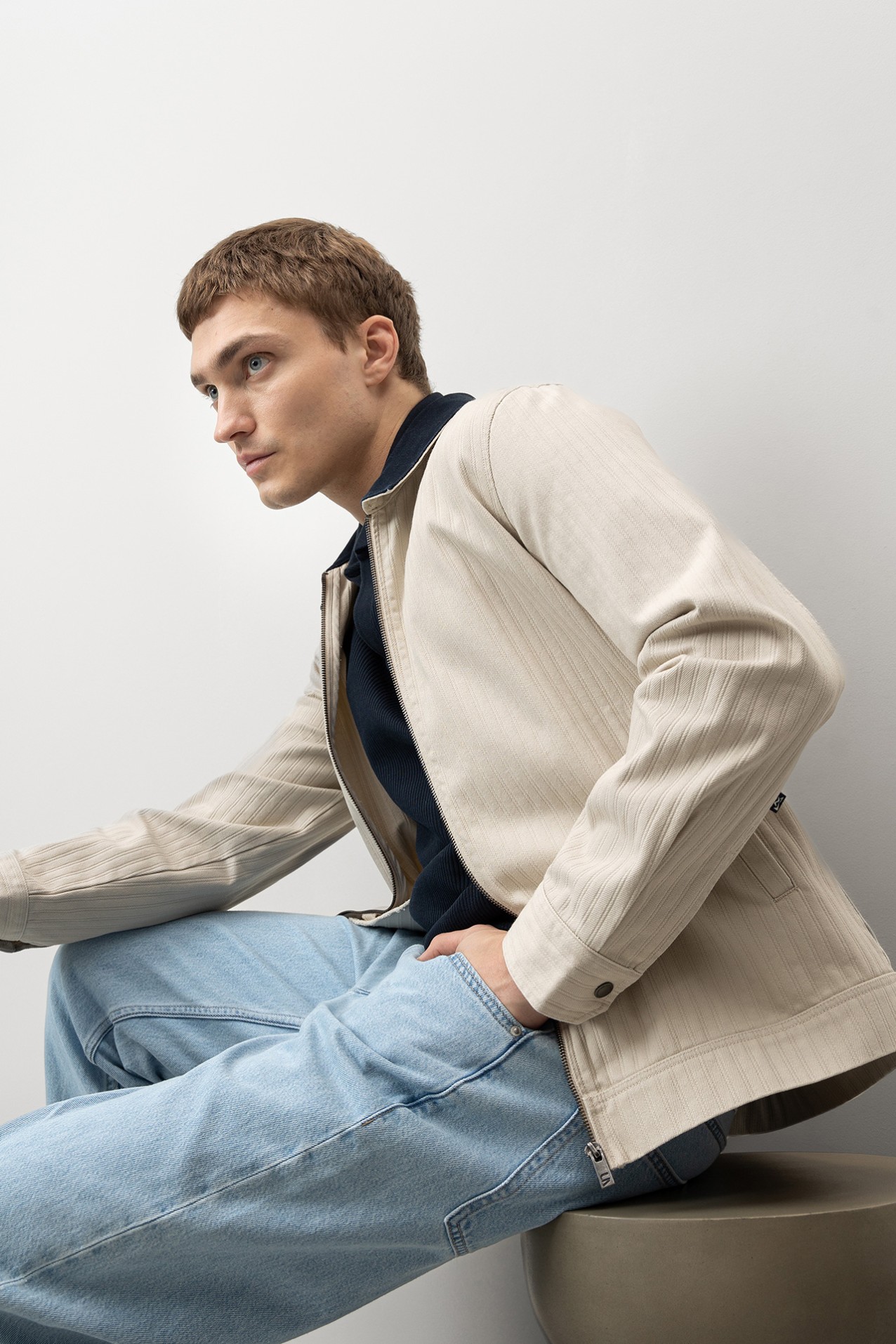 Casaco Regular Bege Masculino