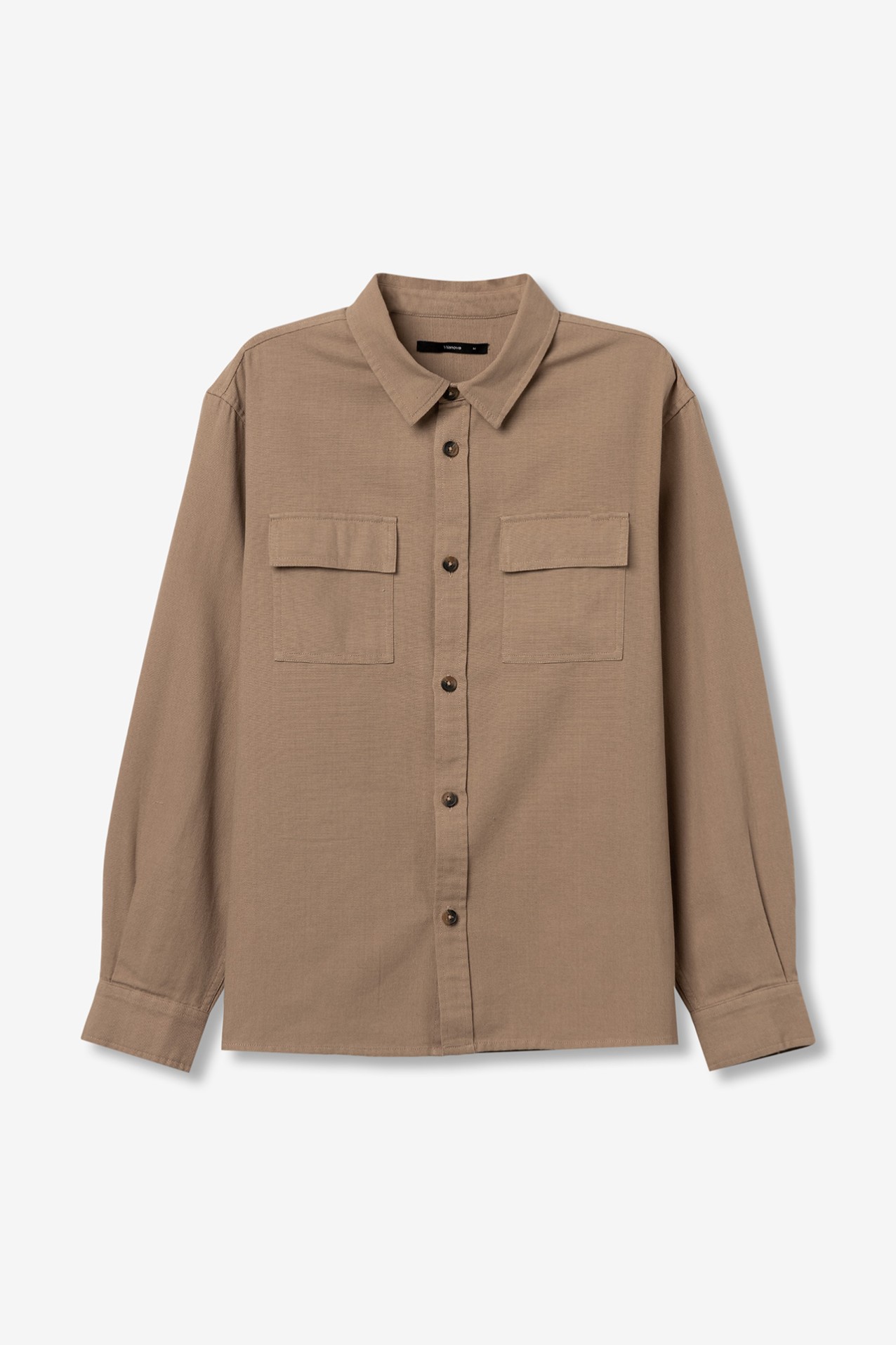 Relaxed Brown Long Sleeve Shirt