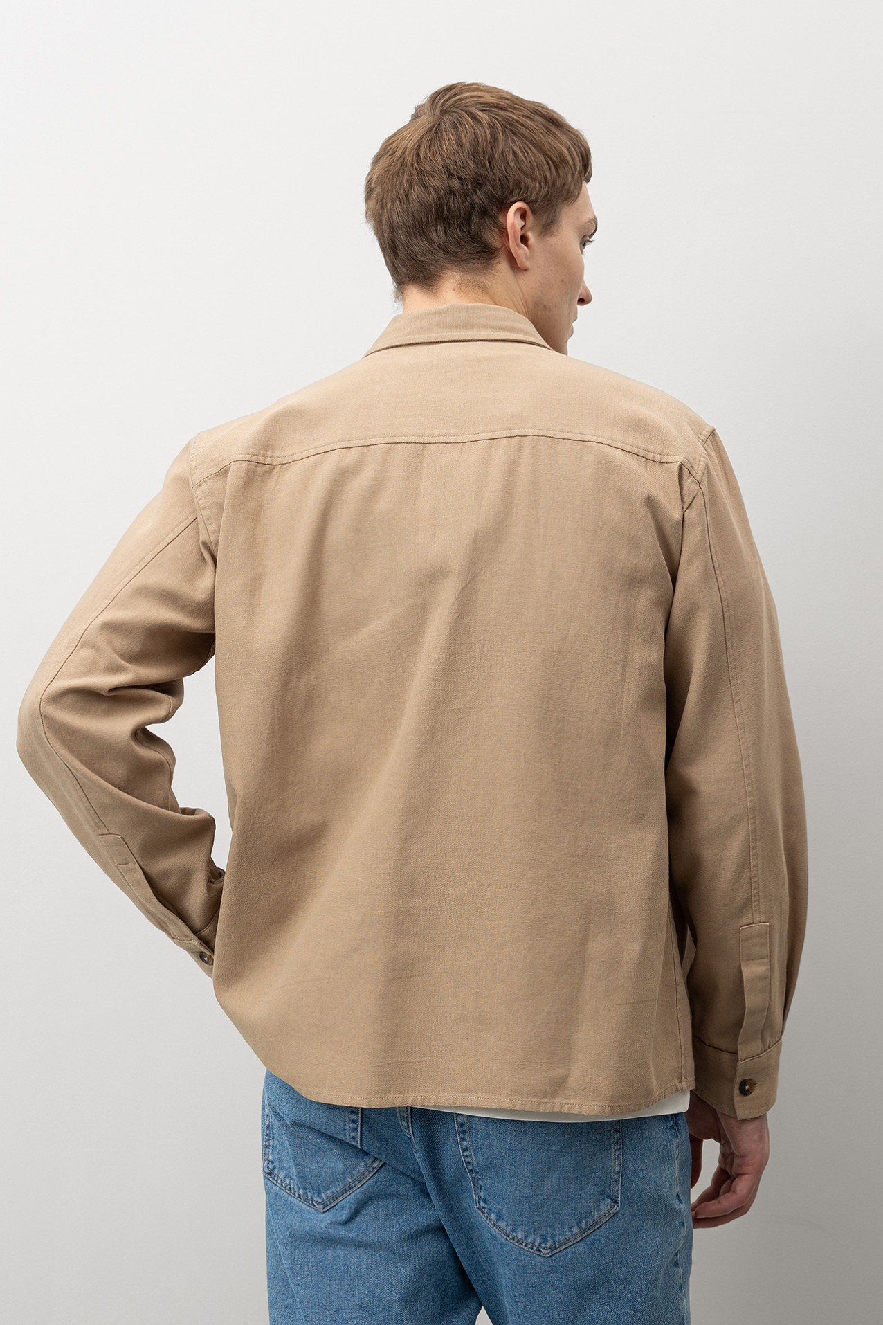 Relaxed Brown Long Sleeve Shirt