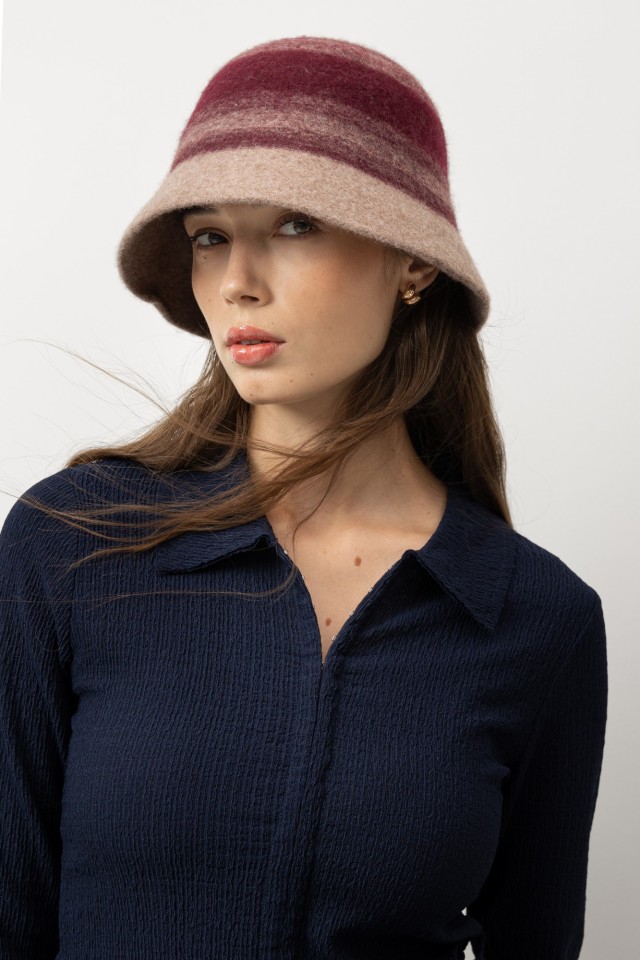 Striped Burgundy Bucket Hat