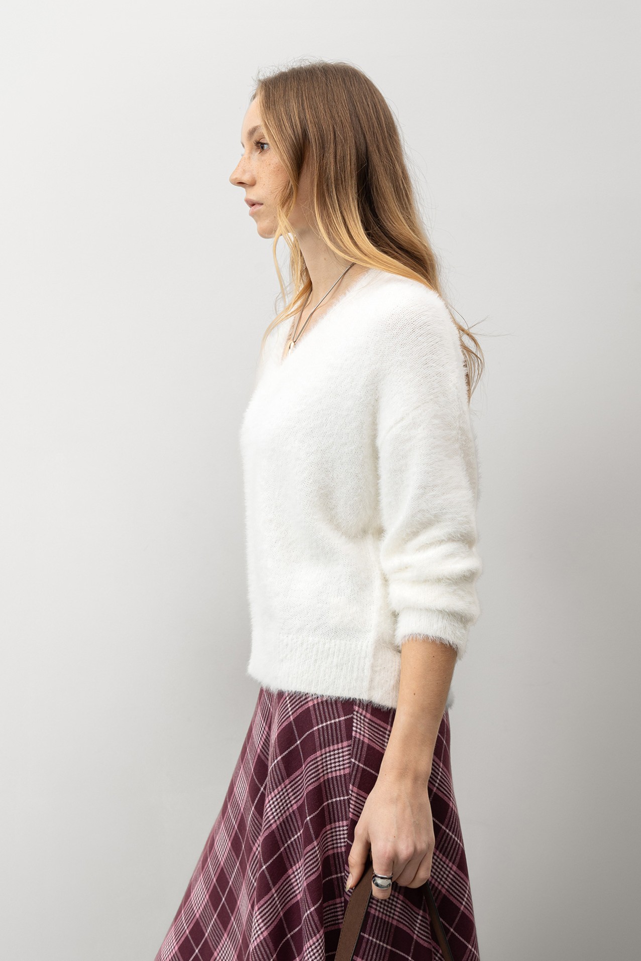 Beige V-Neck Sweater