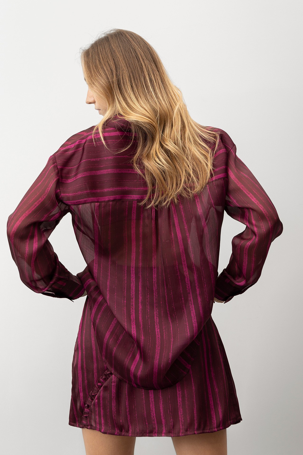 Red Striped Long Sleeve Blouse