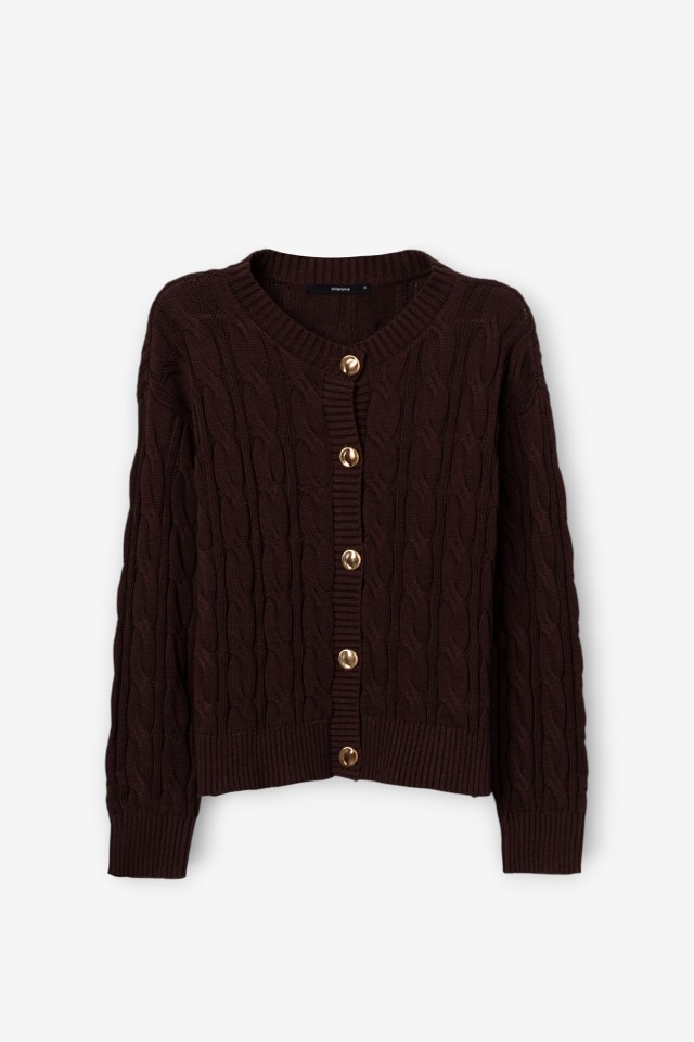 Brown Cable Knit Cardigan Brown Cable Knit Cardigan