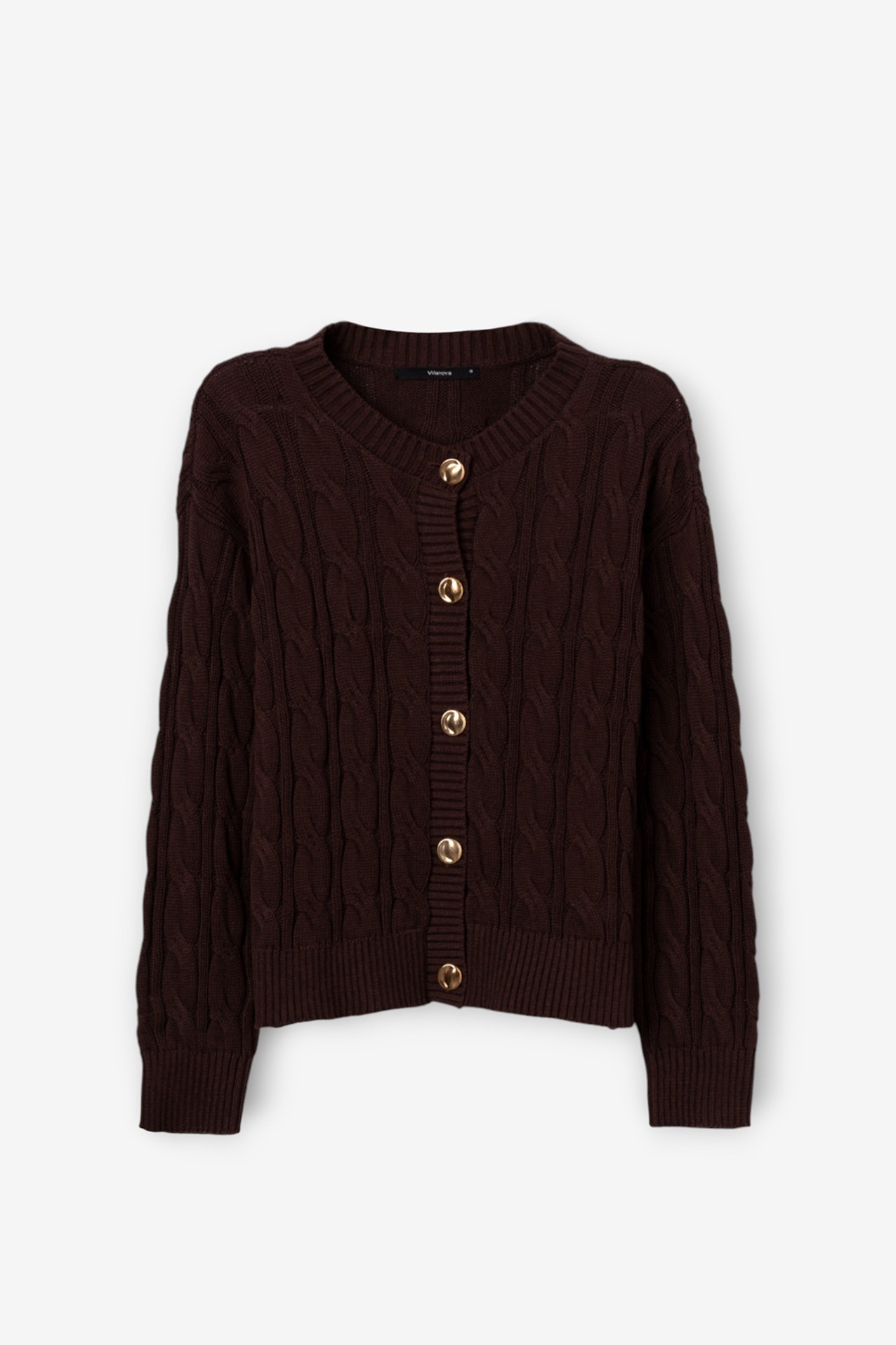 Brown Cable Knit Cardigan
