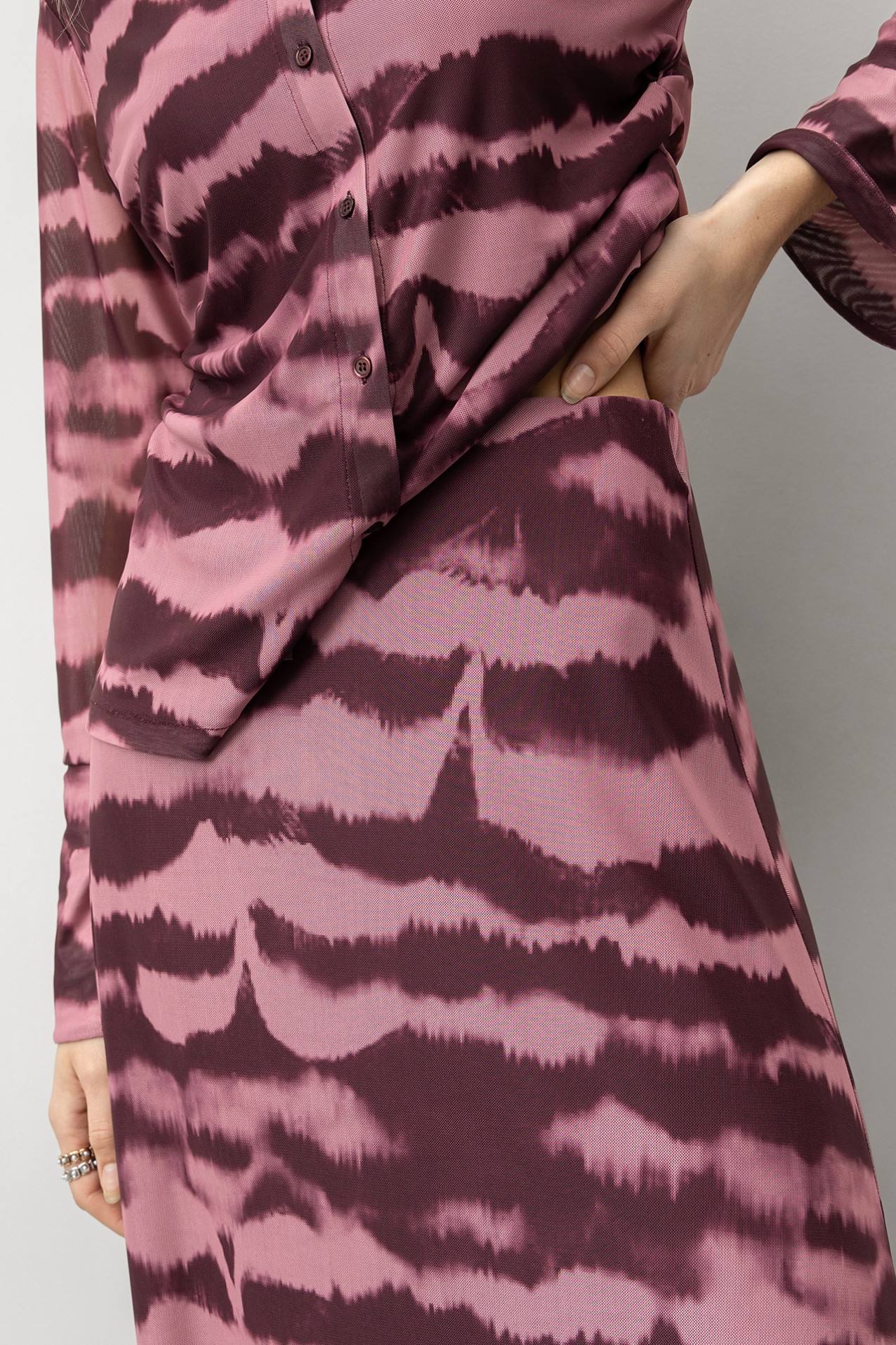 Abstract Pink Midi Skirt