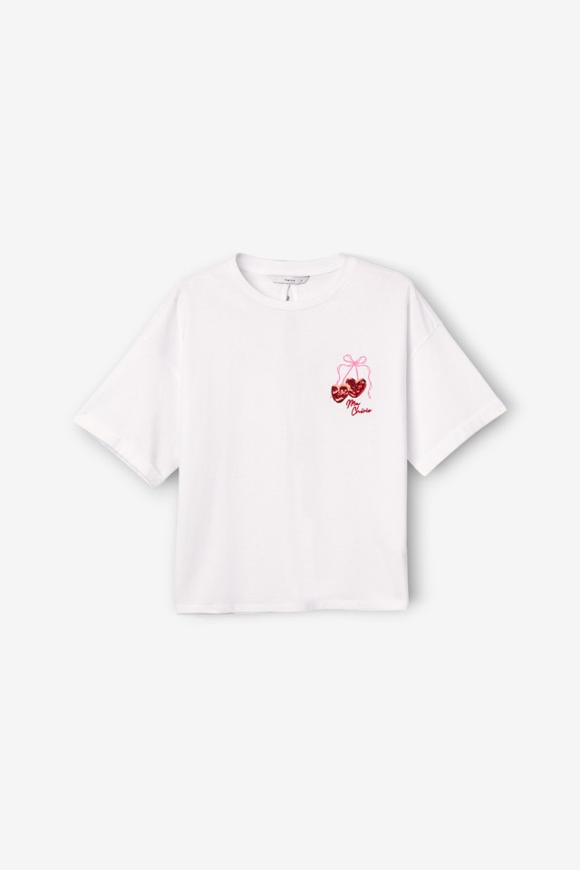 White Cherry Embroidered Tee White Cherry Embroidered Tee
