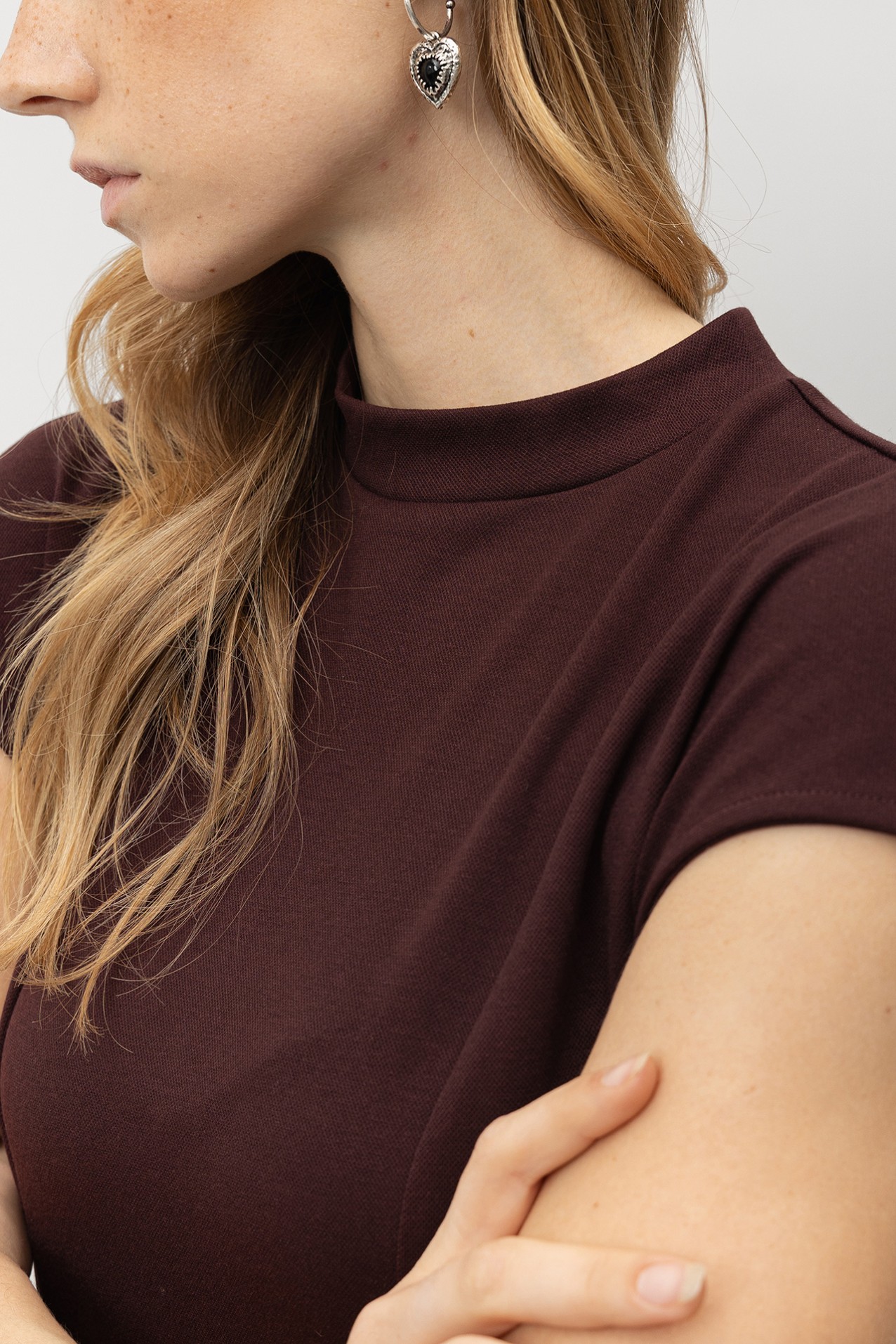 Wine-Toned Midi Dress