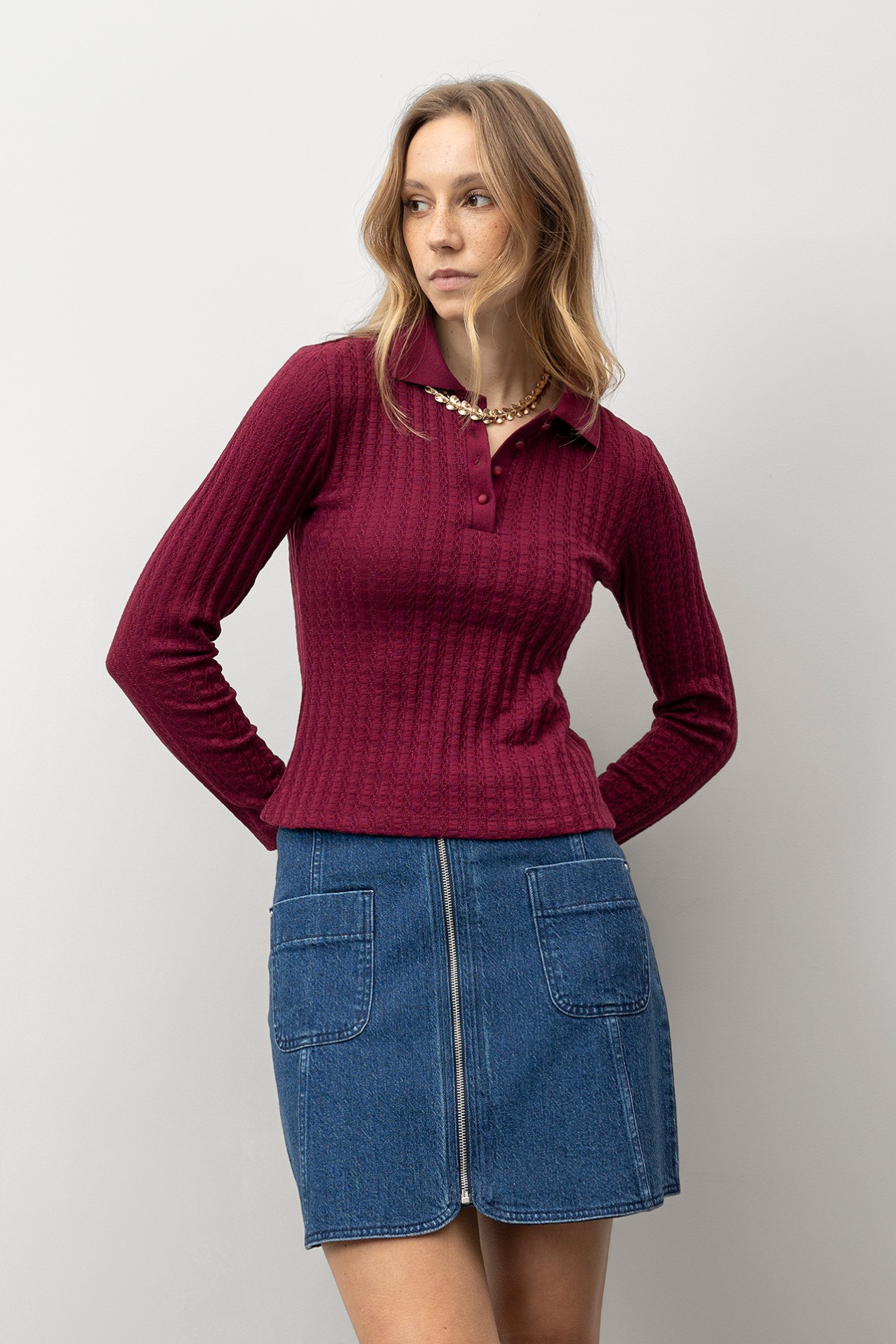 Slim Burgundy Long Sleeve Tee