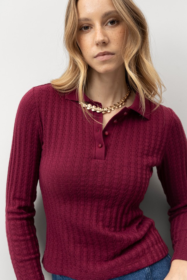 Slim Burgundy Long Sleeve Tee
