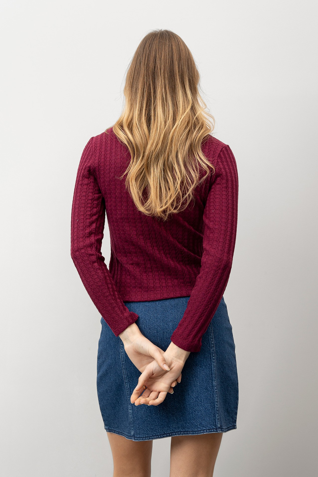 Slim Burgundy Long Sleeve Tee