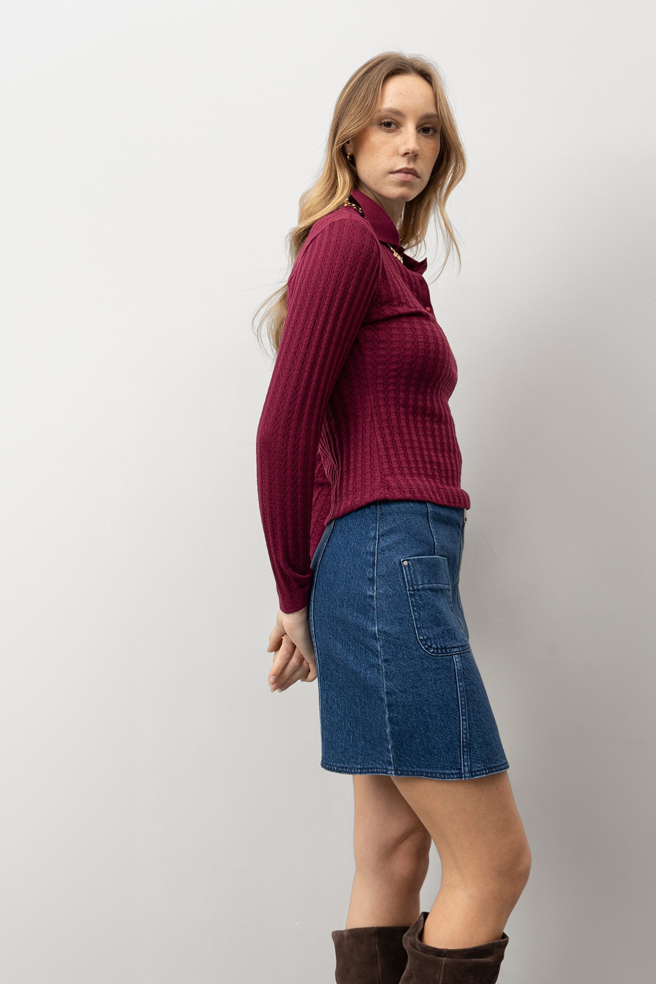 Slim Burgundy Long Sleeve Tee