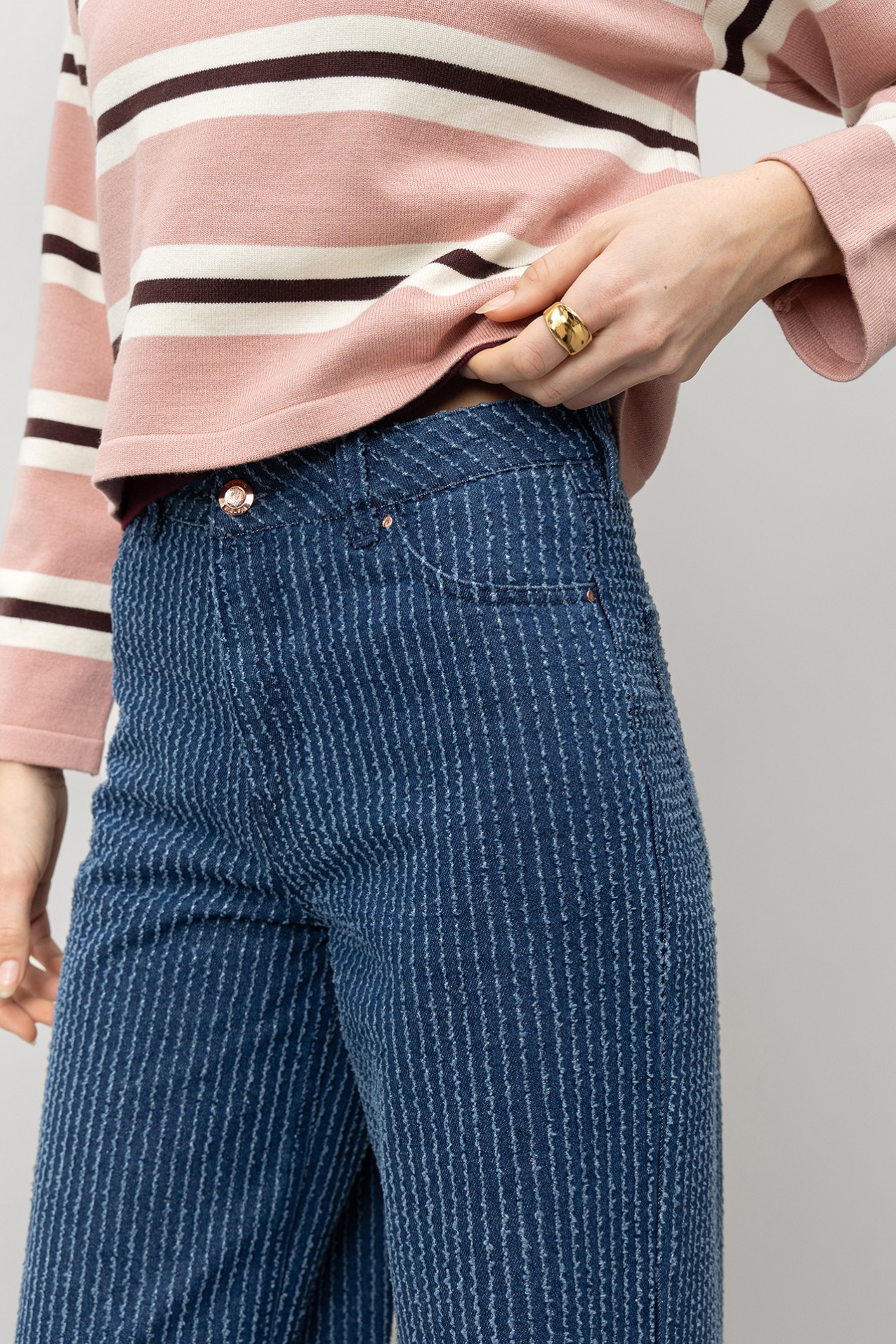 Wide Leg Striped Jeans
