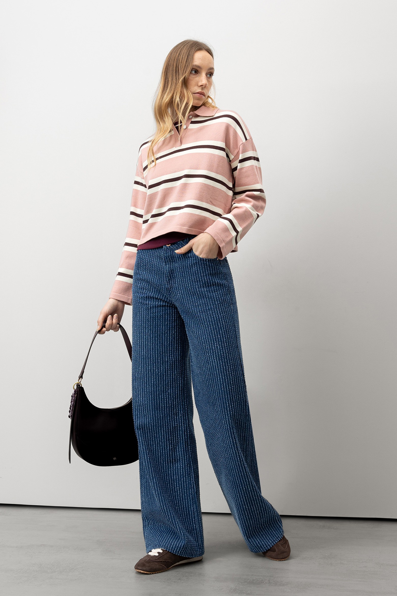 Wide Leg Striped Jeans
