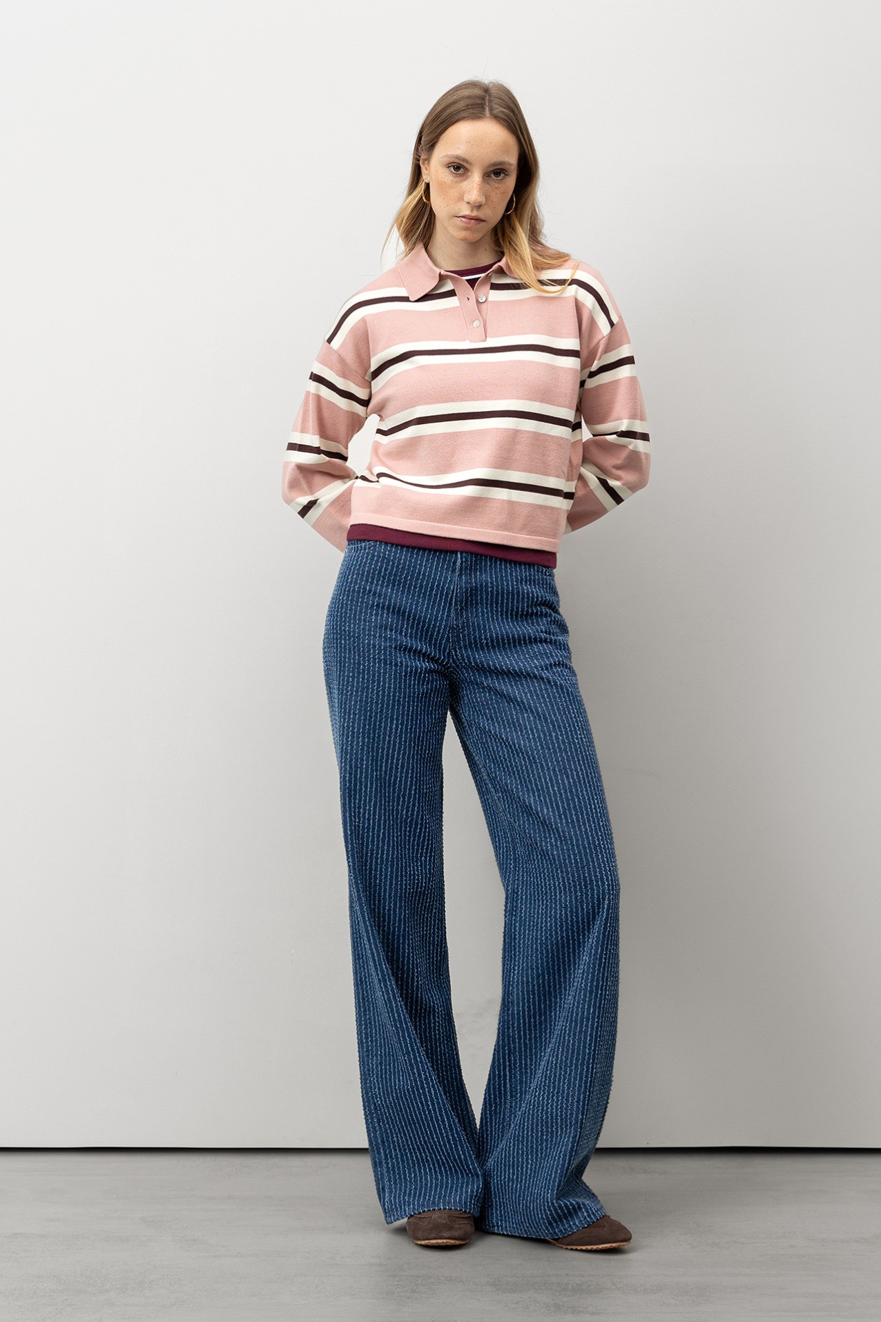 Wide Leg Striped Jeans