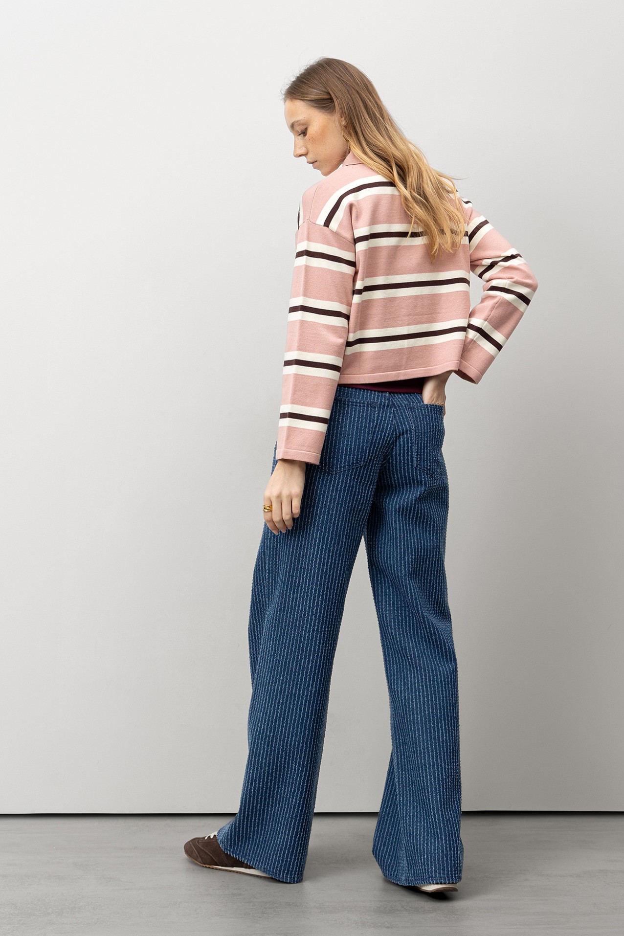Wide Leg Striped Jeans