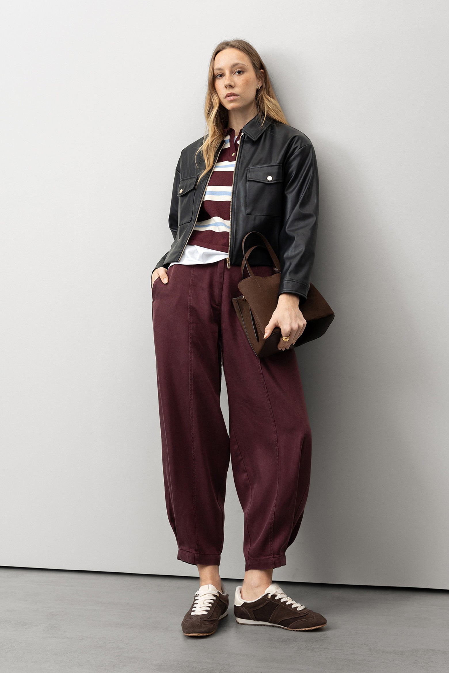 Burgundy Balloon Trousers