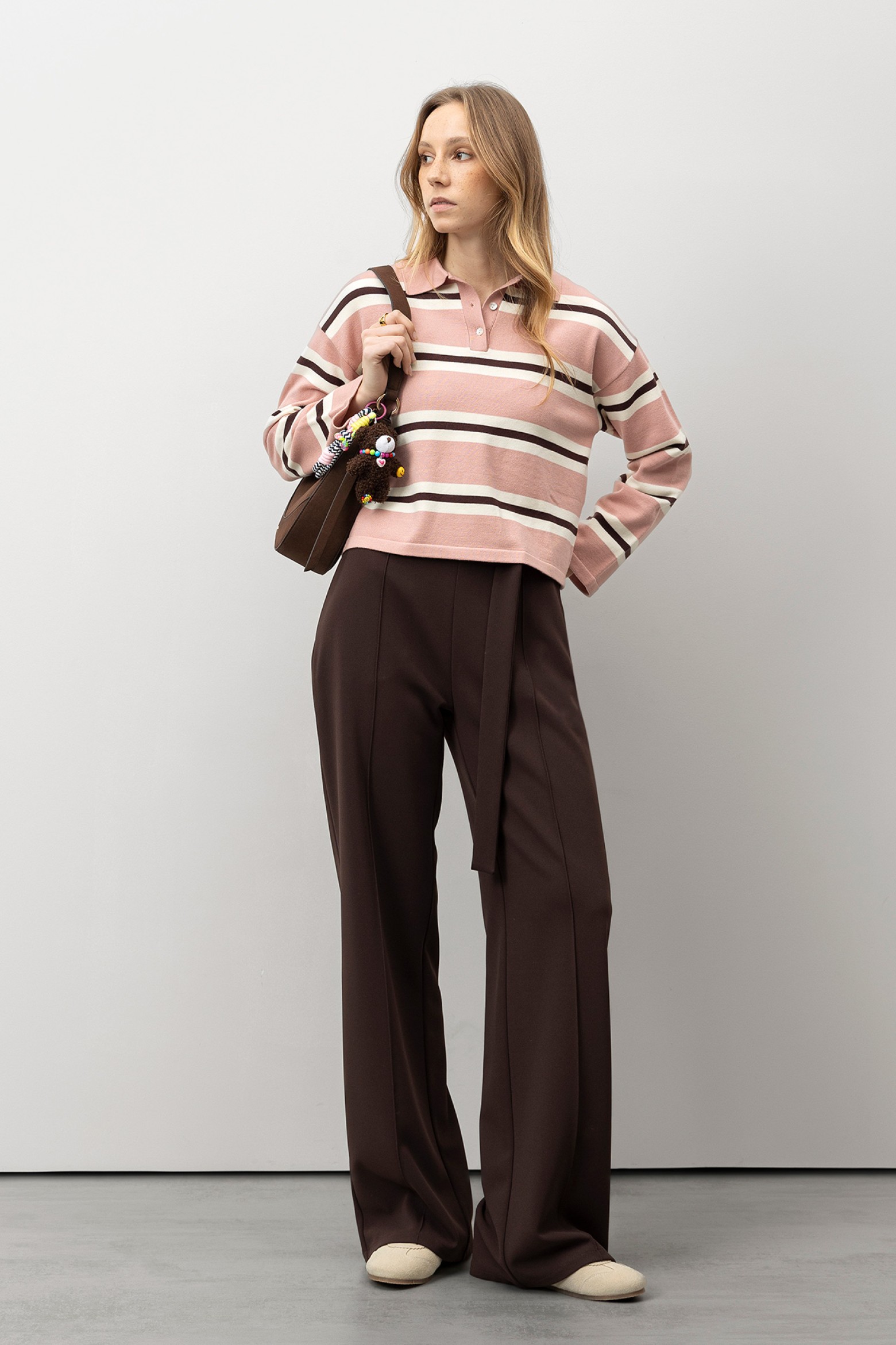 Dark Brown Wide Leg Trousers