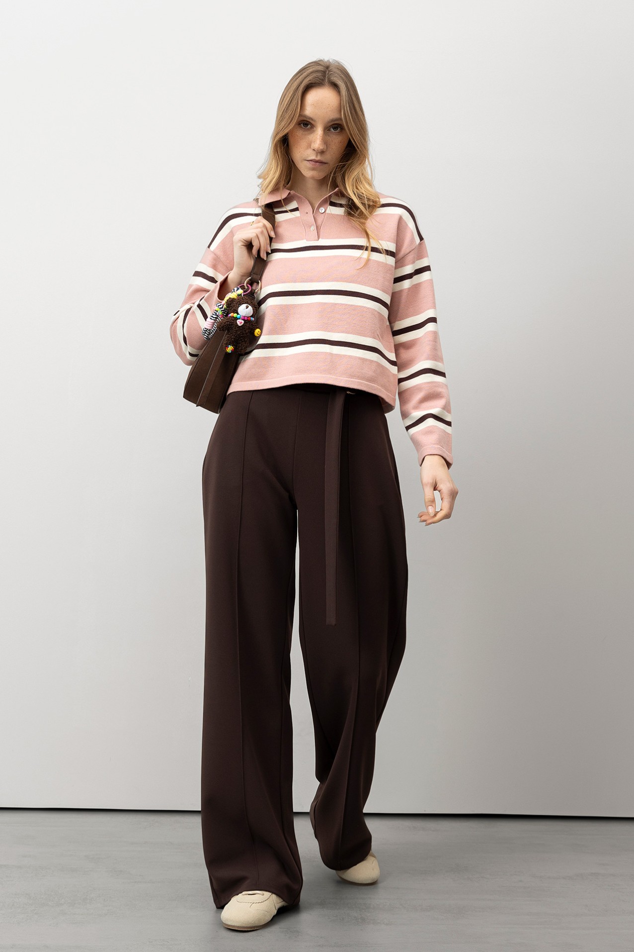 Dark Brown Wide Leg Trousers