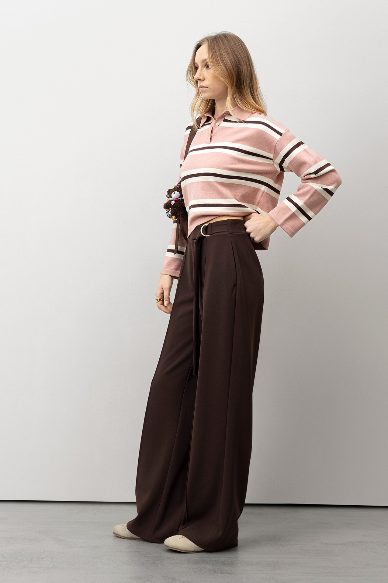 Dark Brown Wide Leg Trousers