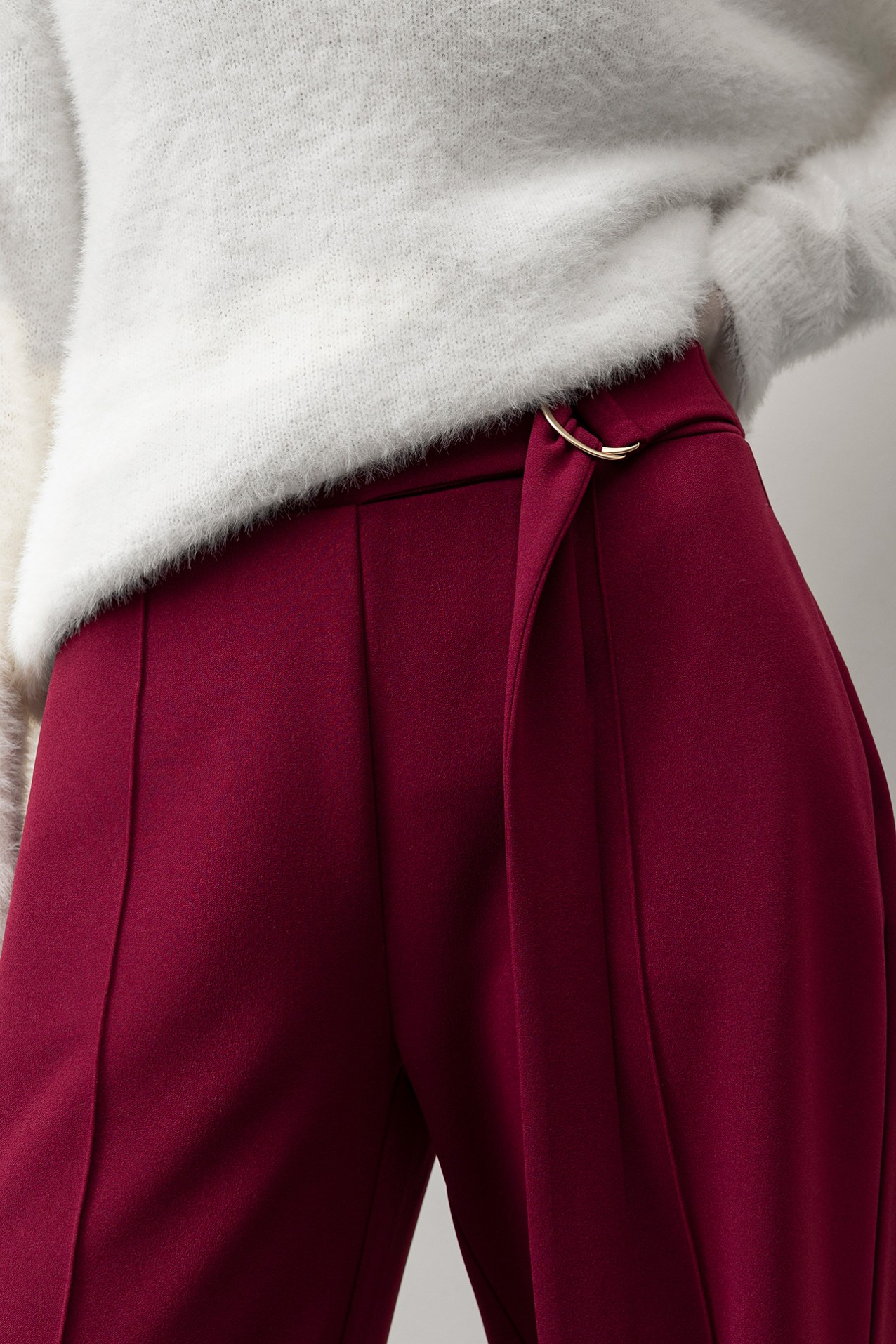 Wide Leg Burgundy Trousers