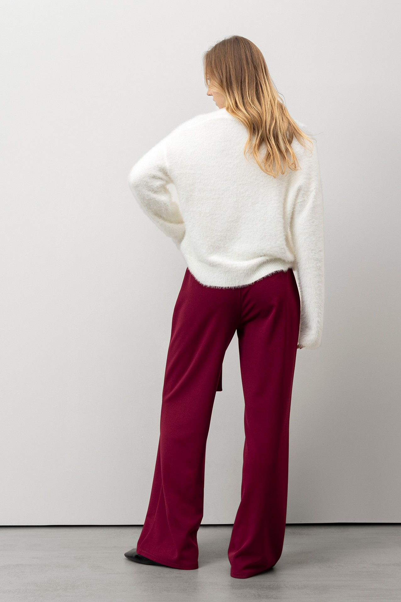 Wide Leg Burgundy Trousers