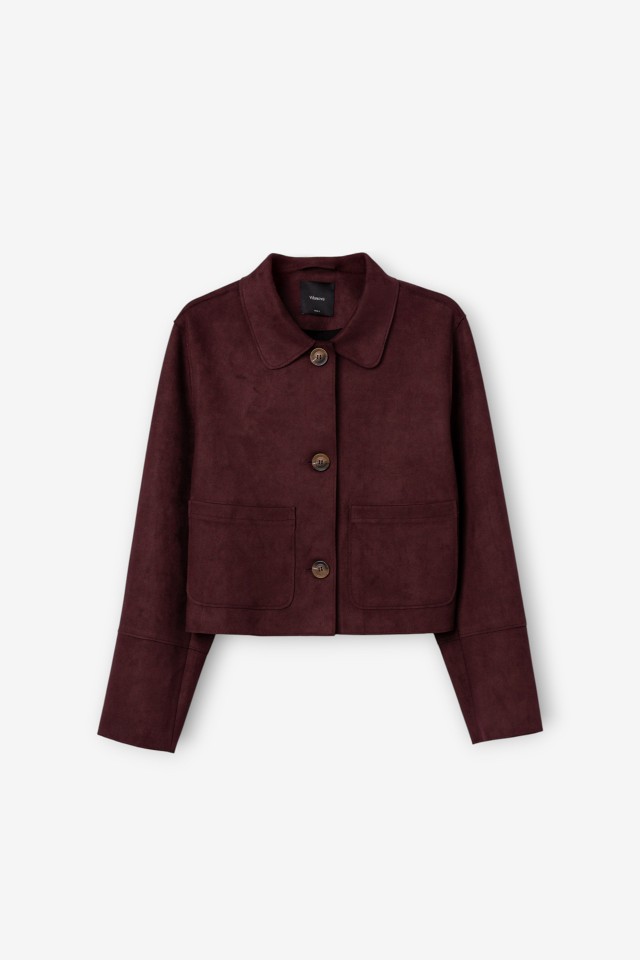 Wine-Toned Short Jacket
