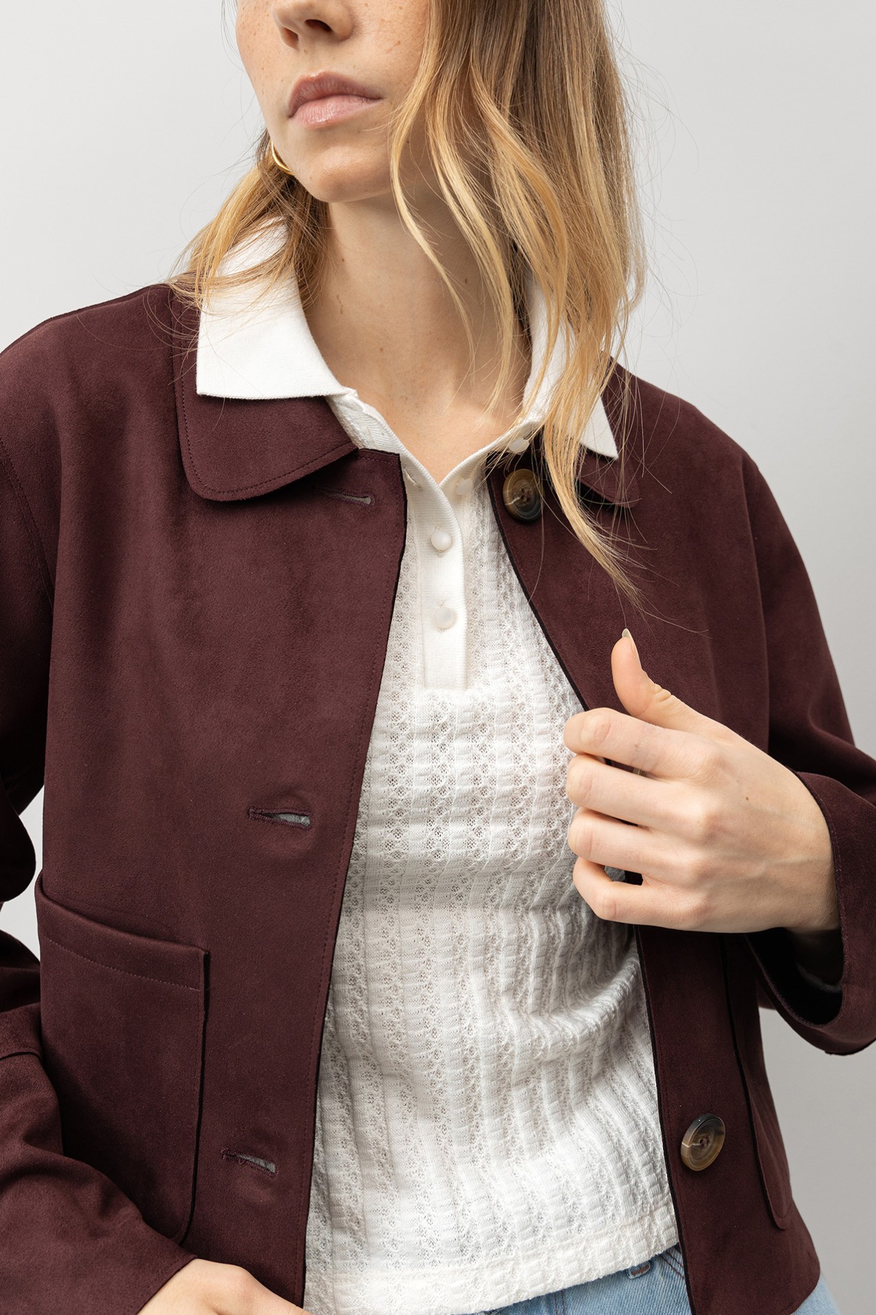 Wine-Toned Short Jacket