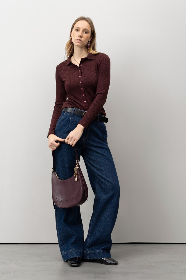 Camisola Slim Cor-de-vinho Camisola Slim Cor-de-vinho