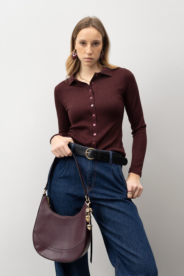Camisola Slim Cor-de-vinho