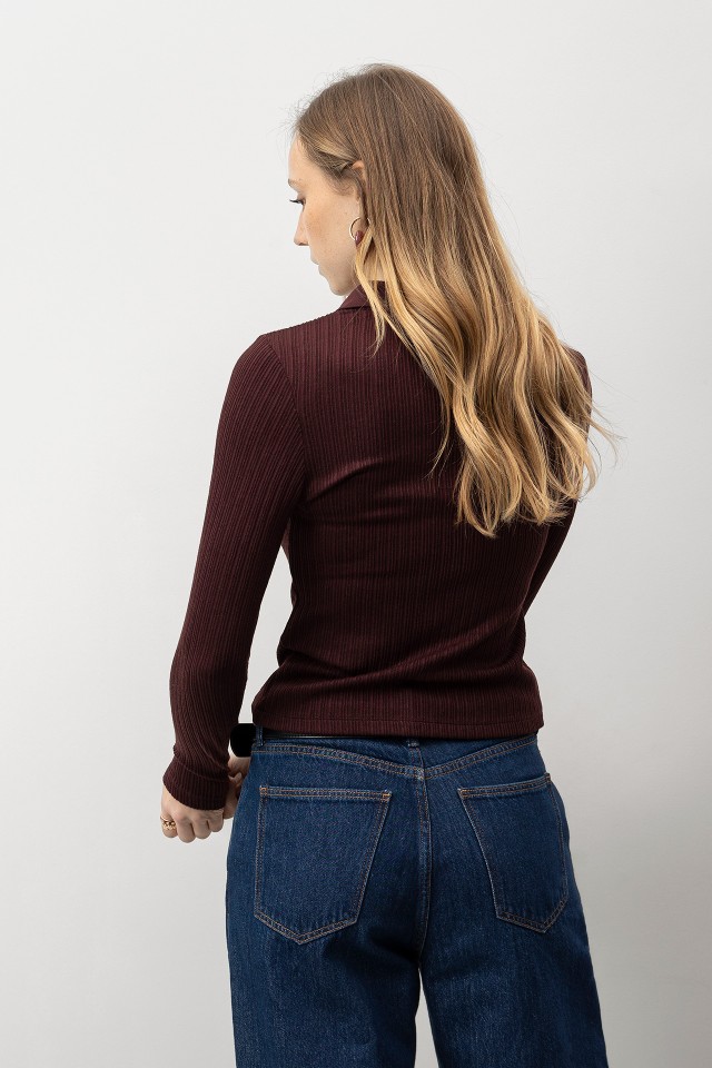 Camisola Slim Cor-de-vinho Camisola Slim Cor-de-vinho