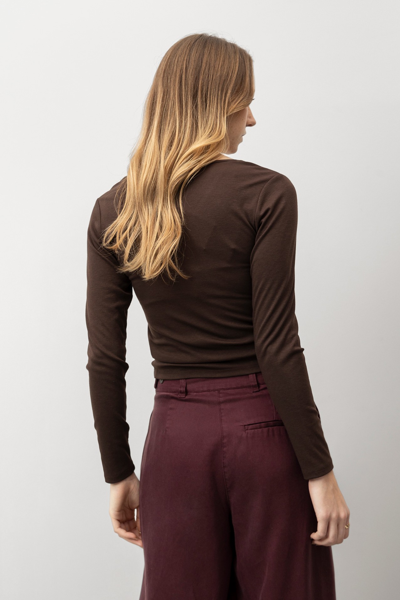 Brown Slim Long Sleeve Tee