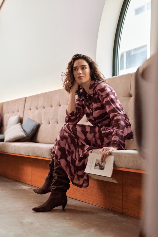 Abstract Pink Midi Skirt