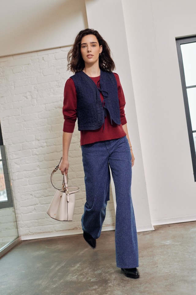 Wide Leg Striped Jeans